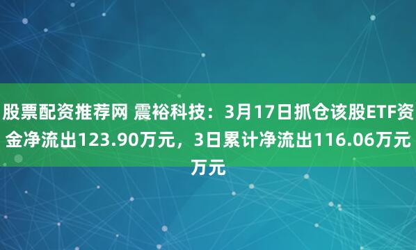 股票配资推荐网 震裕科技：3月17日抓仓该股ETF资金净流出123.90万元，3日累计净流出116.06万元