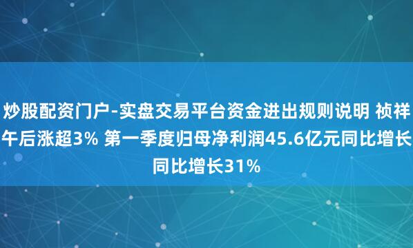 炒股配资门户-实盘交易平台资金进出规则说明 祯祥汽车午后涨超3% 第一季度归母净利润45.6亿元同比增长31%