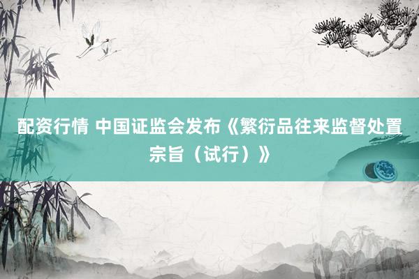 配资行情 中国证监会发布《繁衍品往来监督处置宗旨（试行）》