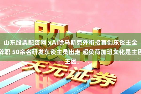 山东股票配资网 xAI除马斯克外衔接首创东谈主全辞职 50余名研发东谈主员出走 超负荷加班文化是主因
