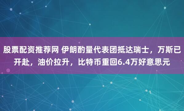 股票配资推荐网 伊朗酌量代表团抵达瑞士，万斯已开赴，油价拉升，比特币重回6.4万好意思元